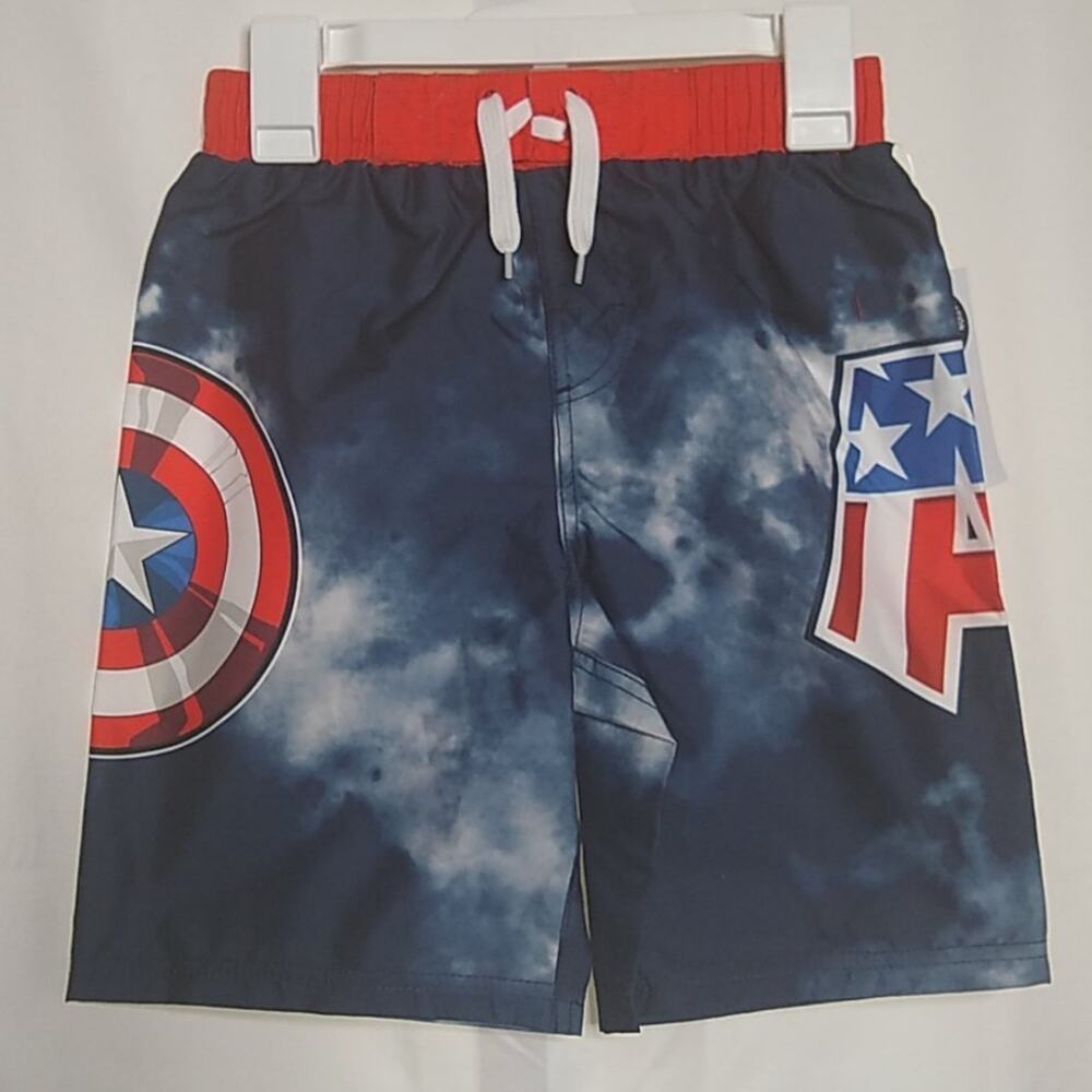 Marvel Boys Captain America Swim Trunks Small